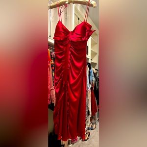 Red satin dress with padding at chest area